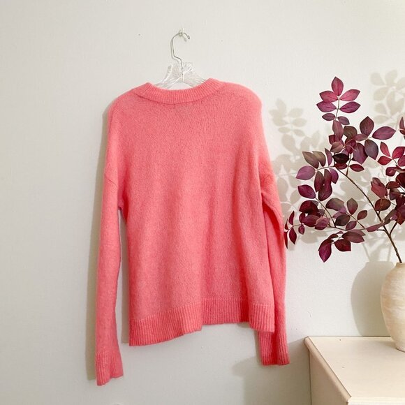 🦋 H&M Hot Pink Knit Pullover Sweater Top Small - Picture 4 of 5